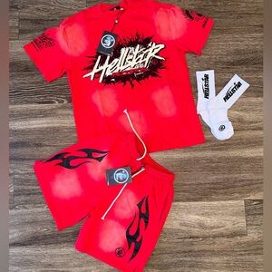 Hellstar Red Graphic Tee & Shorts Set